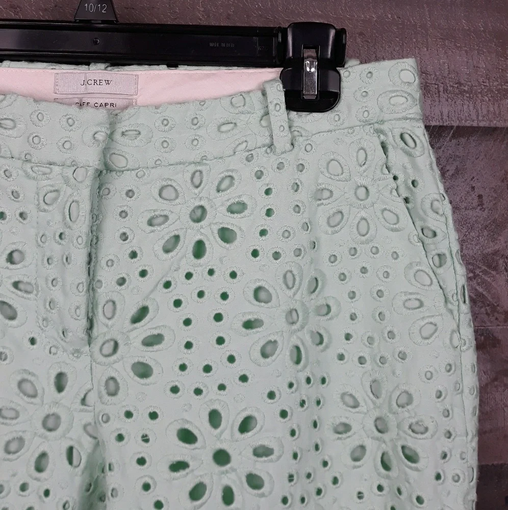 J. Crew Cafe Lace Capri Mint Pants